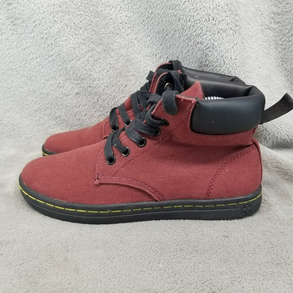 Dr. Martens Shoes Womens Size 7 Maelly Red Canvas Lace Up Ankle Fashion Boots